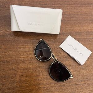 Michael Kors Brisbane MK1077 Round Black and Gold Cat-Eye Sunglasses